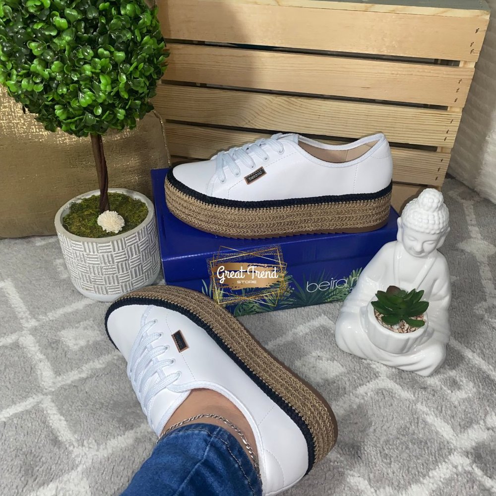 Casual Sneaker Espadrille Wedge White Napa Turim